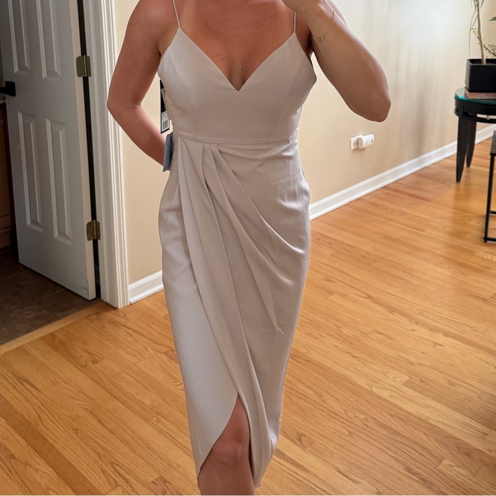 Shona Joy Cream Midi Dress with Spaghetti Straps